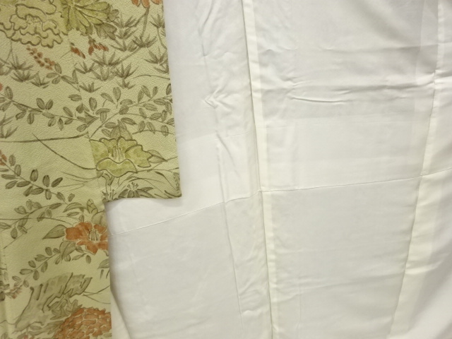  手描き　牡丹に椿・菊模様　小紋着物